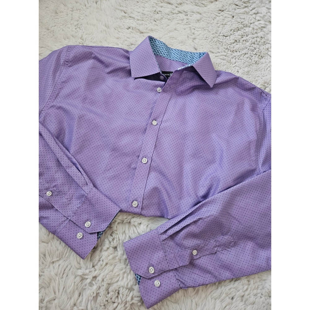 NWT Society of Threads Dress Shirt Mens Medium Purple Dot Slim Fit Long Sleeve